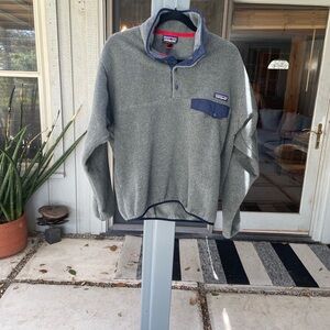 Patagonia Gray Fleece Pullover with Navy Accents